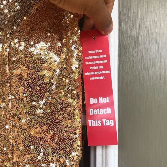 CrystalโDollโ๐พ NWT Gold Copper Ombre Sequin Mermaid Prom Dress Size 9 - Picture 4 of 11